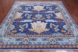Blue 8' Square Turkish Oushak Hand Knotted Wool Rug - 8' 2" X 8' 2"
