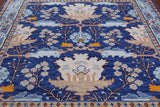 Blue 8' Square Turkish Oushak Hand Knotted Wool Rug - 8' 2" X 8' 2"