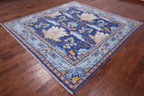 Blue 8' Square Turkish Oushak Hand Knotted Wool Rug - 8' 2" X 8' 2"