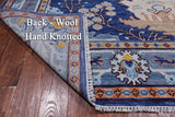 Blue 8' Square Turkish Oushak Hand Knotted Wool Rug - 8' 2" X 8' 2"