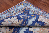 Blue 8' Square Turkish Oushak Hand Knotted Wool Rug - 8' 2" X 8' 2"