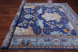 Blue Turkish Oushak Hand Knotted Wool Rug - 9' 1" X 12' 5"
