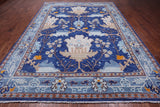 Blue Turkish Oushak Hand Knotted Wool Rug - 9' 1" X 12' 5"
