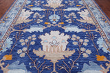 Blue Turkish Oushak Hand Knotted Wool Rug - 9' 1" X 12' 5"