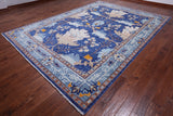 Blue Turkish Oushak Hand Knotted Wool Rug - 9' 1" X 12' 5"