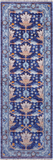 Blue Turkish Oushak Hand Knotted Wool Runner Rug - 2' 7" X 7' 11"
