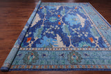 Blue Square Turkish Oushak Hand Knotted Wool Rug - 12' 1" X 12' 1"
