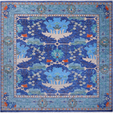 Blue Square Turkish Oushak Hand Knotted Wool Rug - 12' 1" X 12' 1"
