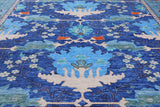 Blue Square Turkish Oushak Hand Knotted Wool Rug - 12' 1" X 12' 1"