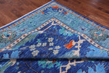 Blue Square Turkish Oushak Hand Knotted Wool Rug - 12' 1" X 12' 1"