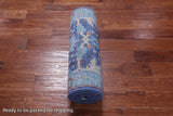 Blue Turkish Oushak Hand Knotted Wool Runner Rug - 2' 7" X 11' 9"