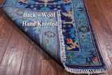 Blue Turkish Oushak Hand Knotted Wool Runner Rug - 2' 7" X 11' 9"