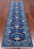 Blue Turkish Oushak Handmade Wool Runner Rug - 2' 7" X 10' 0"