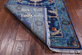 Blue Turkish Oushak Handmade Wool Runner Rug - 2' 7" X 10' 0"