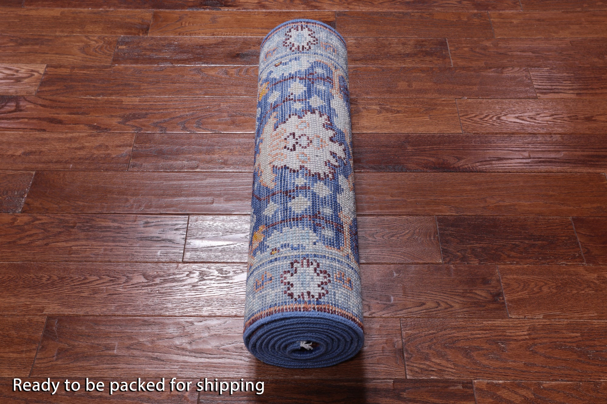 Blue Turkish Oushak Handmade Wool Runner Rug - 2' 7" X 10' 2"