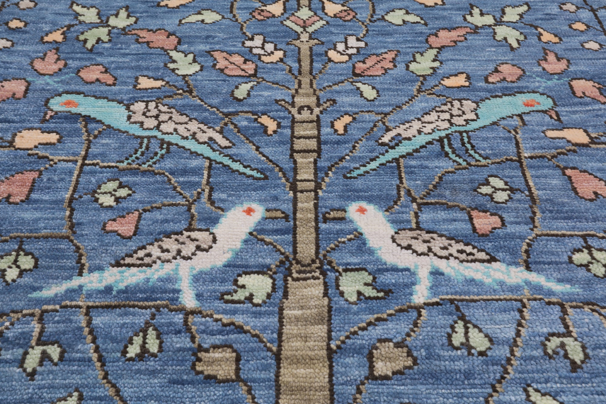 Blue Tree Of Life Persian Handmade Wool Rug - 9' 3" X 11' 11"
