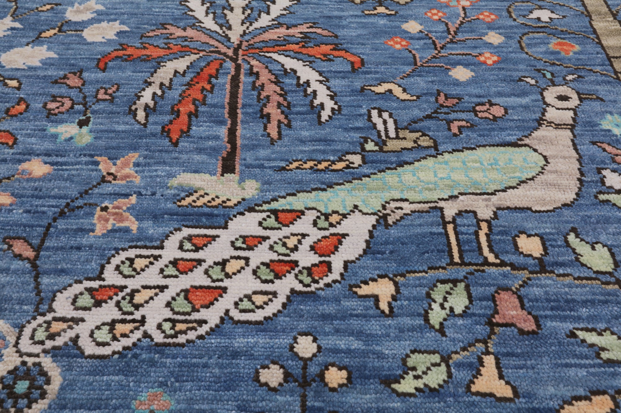 Blue Tree Of Life Persian Handmade Wool Rug - 9' 3" X 11' 11"