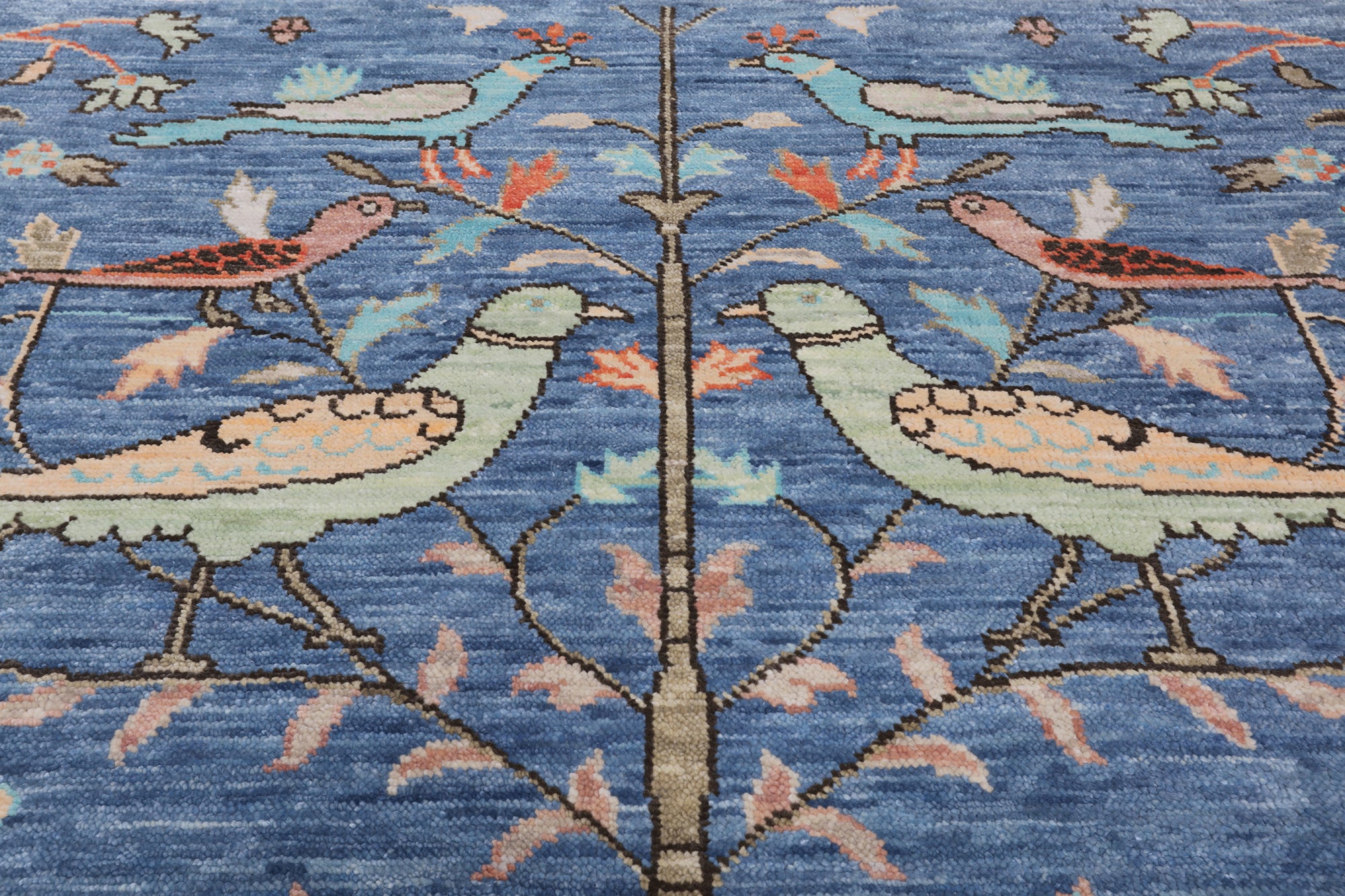 Blue Tree Of Life Persian Handmade Wool Rug - 9' 3" X 11' 11"