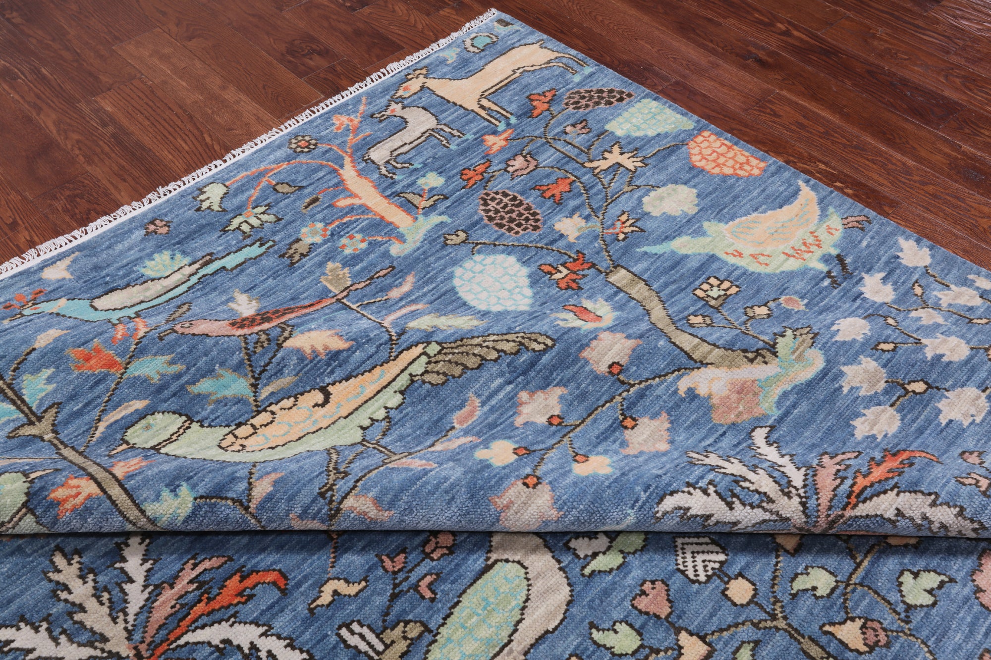 Blue Tree Of Life Persian Handmade Wool Rug - 9' 3" X 11' 11"