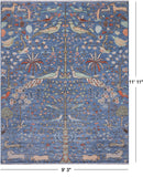 Blue Tree Of Life Persian Handmade Wool Rug - 9' 3" X 11' 11"