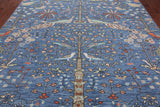 Blue Tree Of Life Persian Handmade Wool Rug - 9' 3" X 11' 11"
