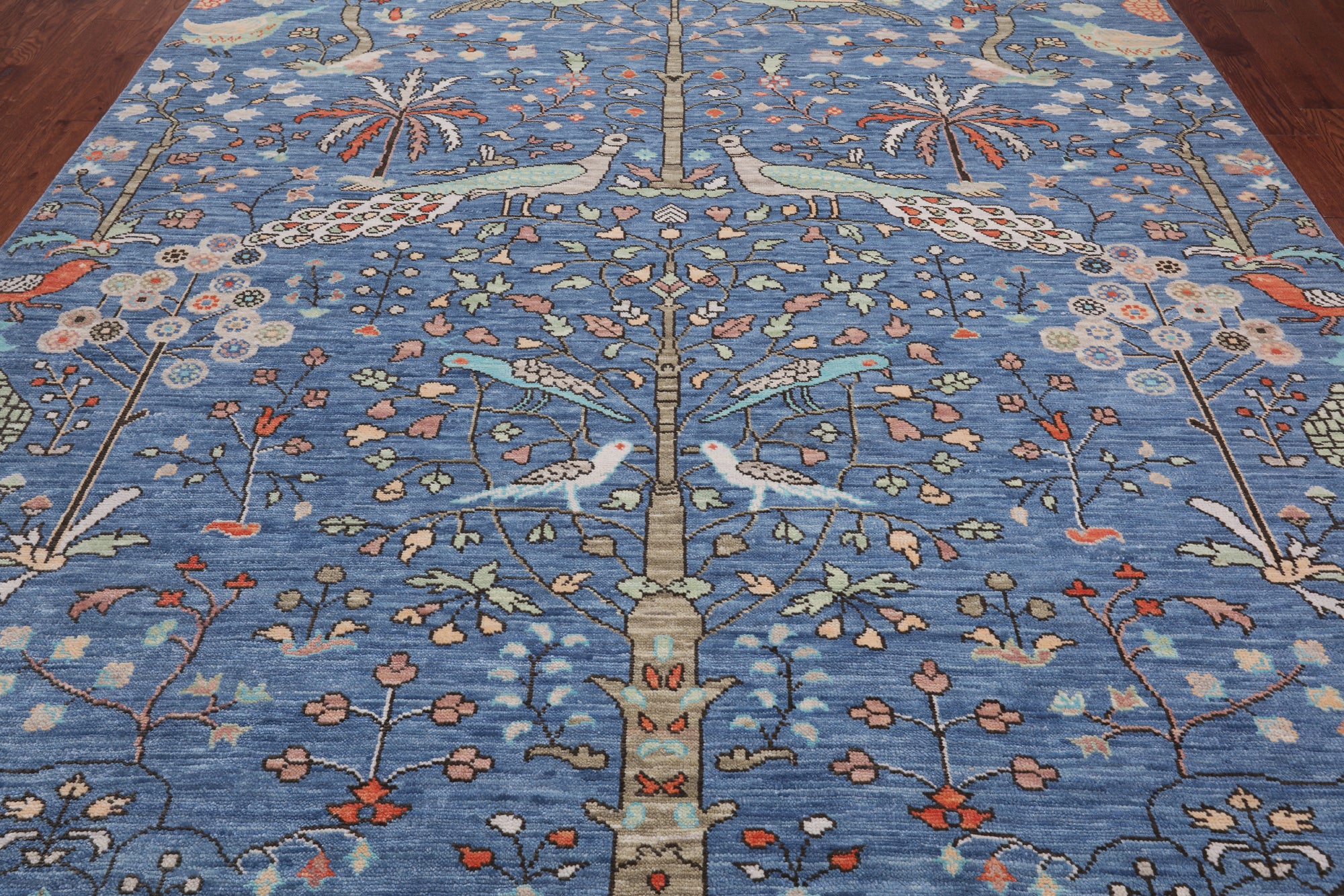 Blue Tree Of Life Persian Handmade Wool Rug - 9' 3" X 11' 11"
