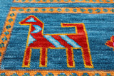 Blue Tribal Persian Gabbeh Handmade Wool Rug - 8' 0" X 10' 0"