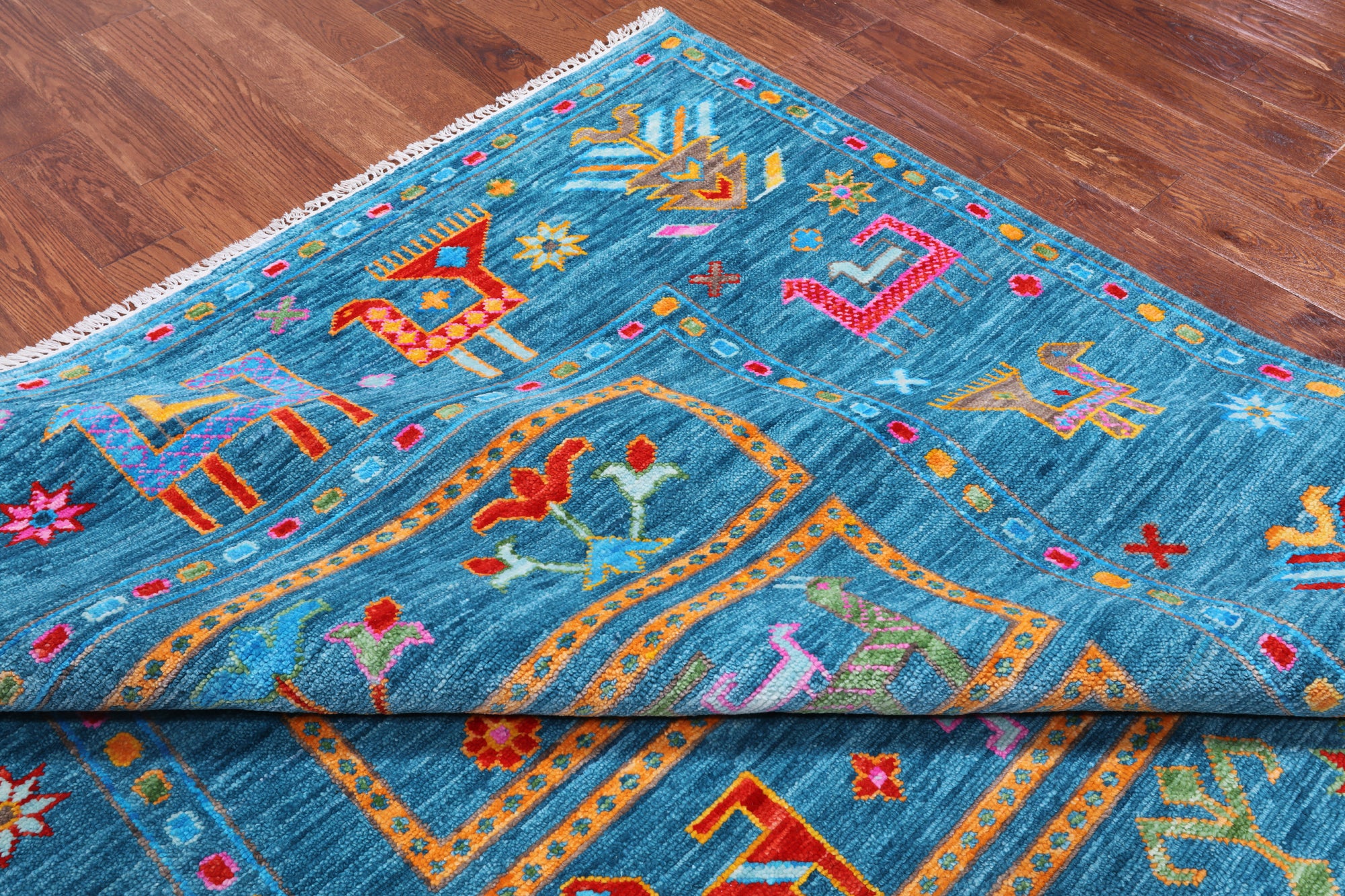 Blue Tribal Persian Gabbeh Handmade Wool Rug - 8' 0" X 10' 0"