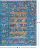 Blue Tribal Persian Gabbeh Handmade Wool Rug - 8' 0" X 10' 0"
