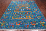 Blue Tribal Persian Gabbeh Handmade Wool Rug - 8' 0" X 10' 0"