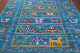 Blue Tribal Persian Gabbeh Handmade Wool Rug - 8' 0" X 10' 0"