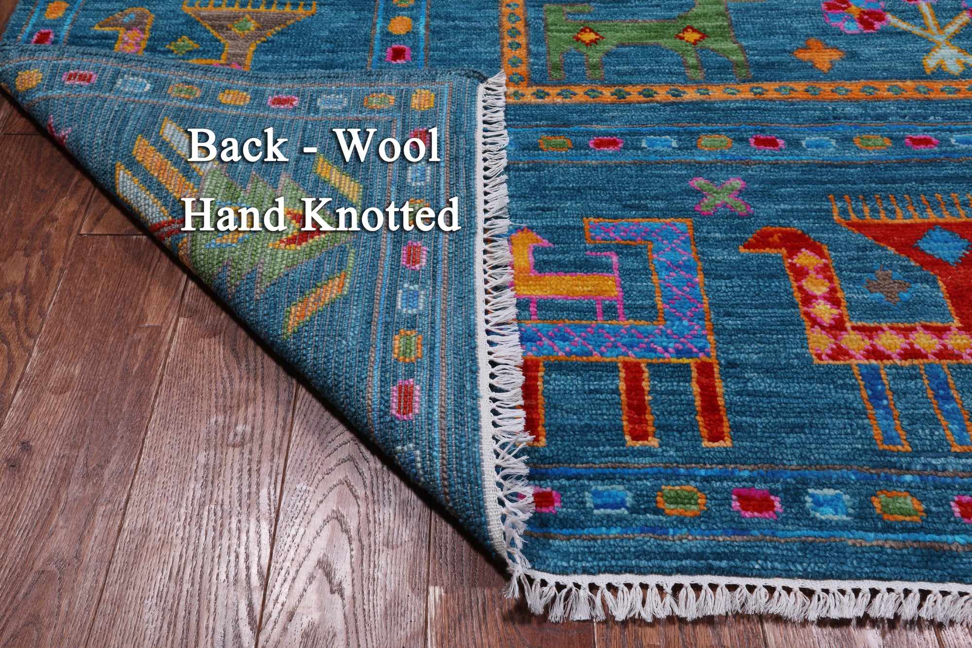 Blue Tribal Persian Gabbeh Handmade Wool Rug - 8' 0" X 10' 0"