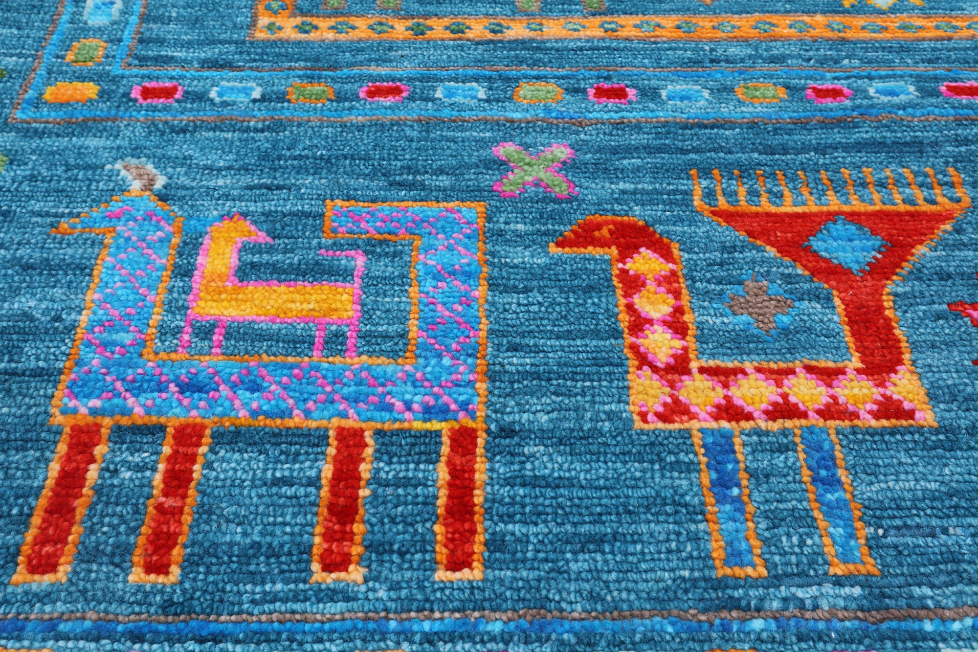 Blue Tribal Persian Gabbeh Handmade Wool Rug - 8' 0" X 10' 0"