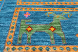 Blue Tribal Persian Gabbeh Handmade Wool Rug - 8' 0" X 10' 0"