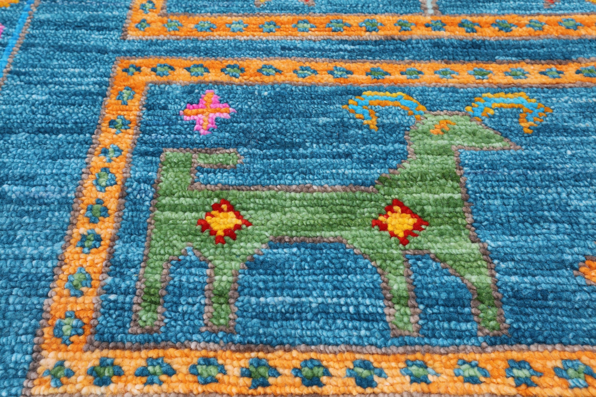Blue Tribal Persian Gabbeh Handmade Wool Rug - 8' 0" X 10' 0"