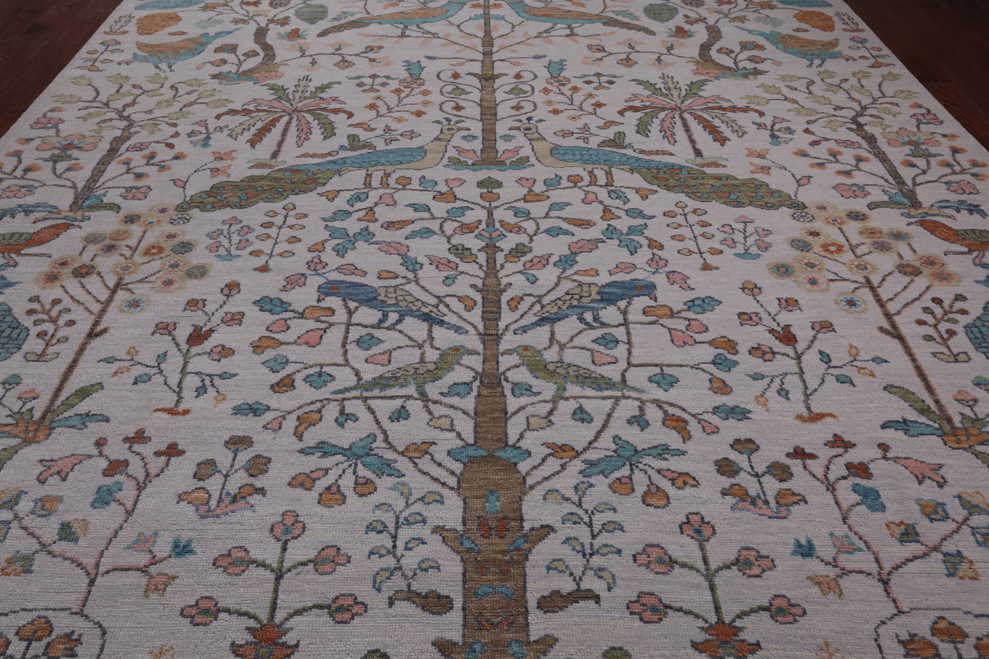 Ivory Tree Of Life Persian Hand Knotted Wool Rug - 10' 1" X 13' 9"