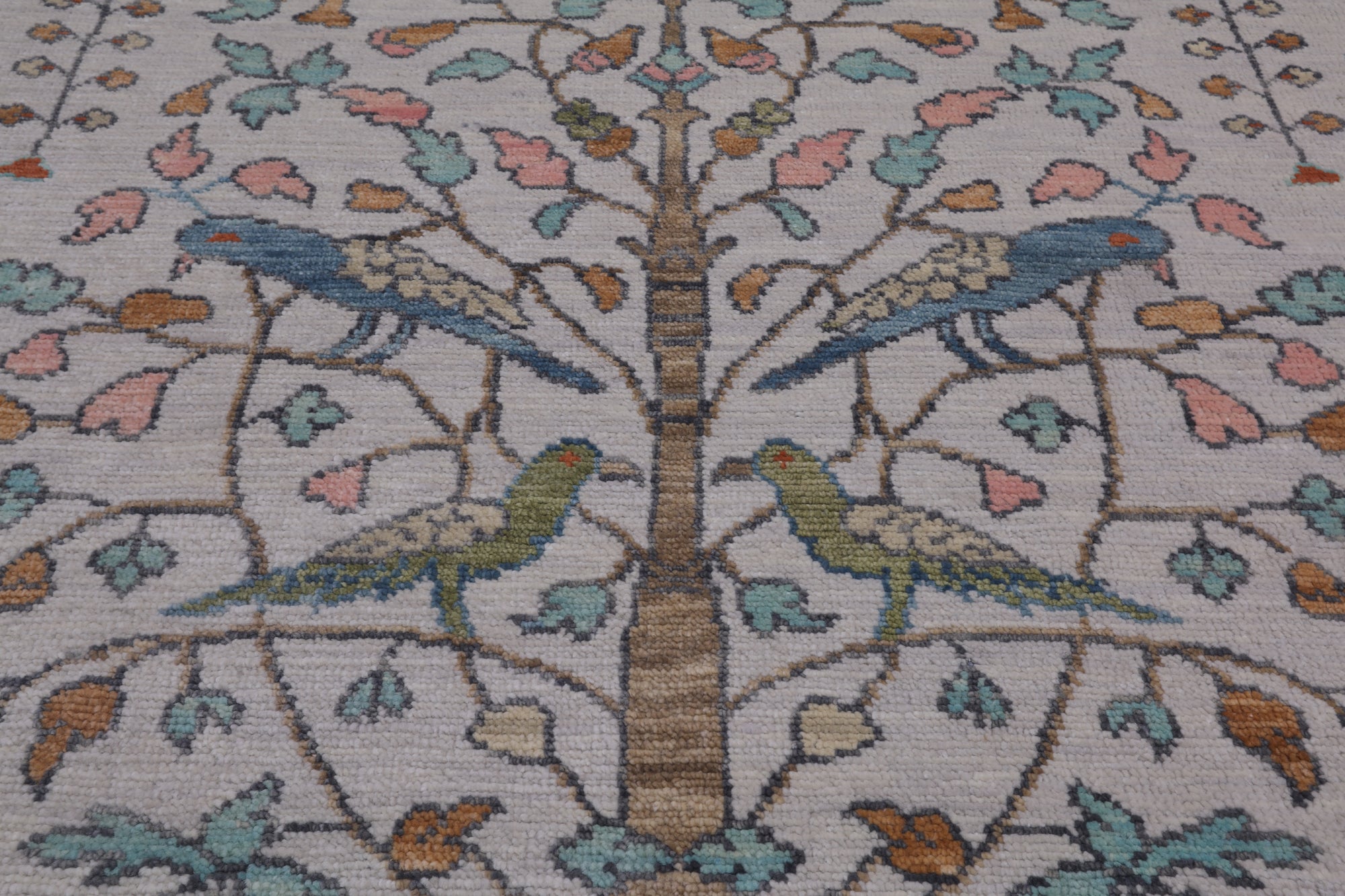 Ivory Tree Of Life Persian Handmade Wool Rug - 9' 3" X 11' 10"