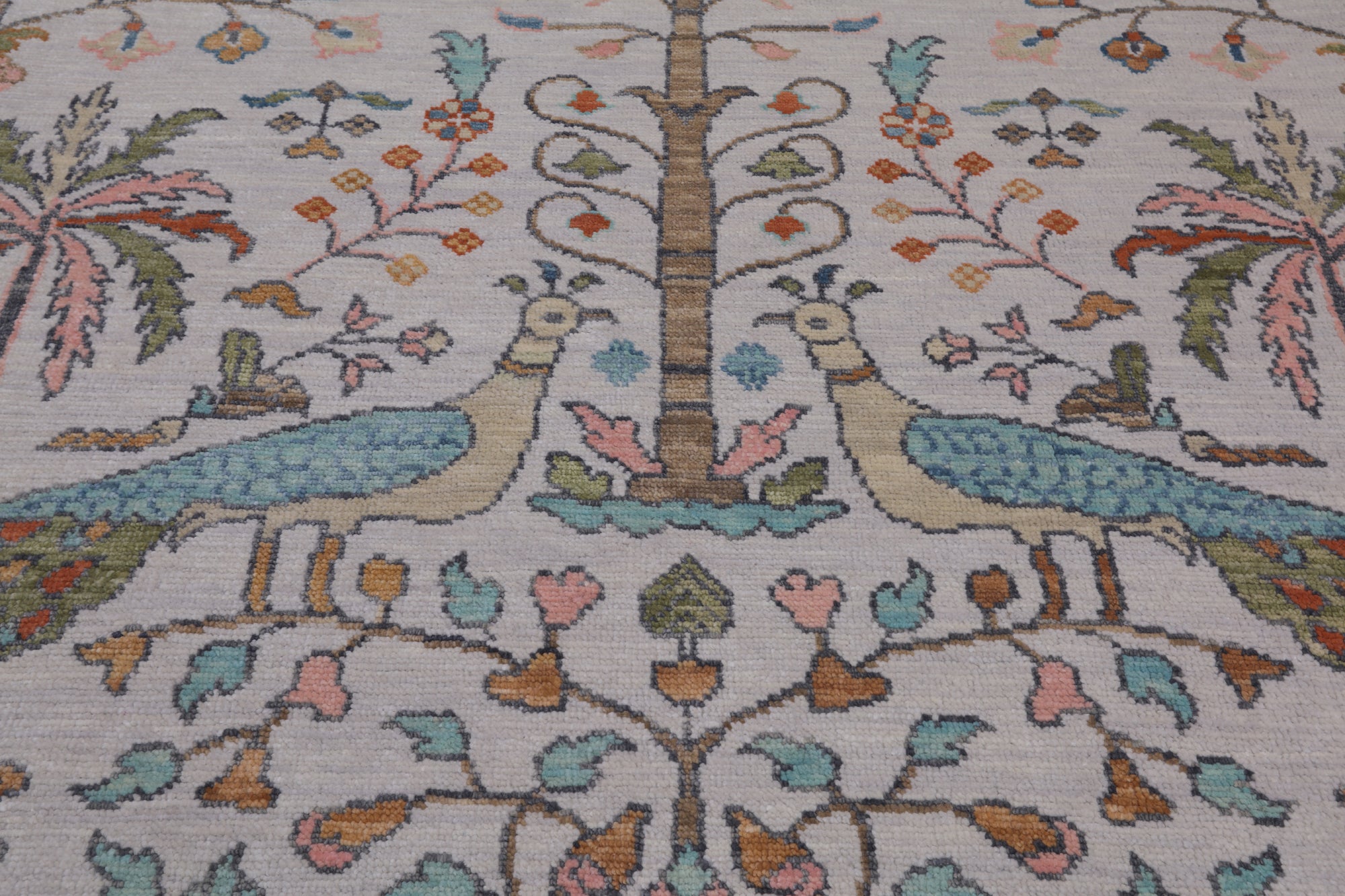 Ivory Tree Of Life Persian Handmade Wool Rug - 9' 3" X 11' 10"