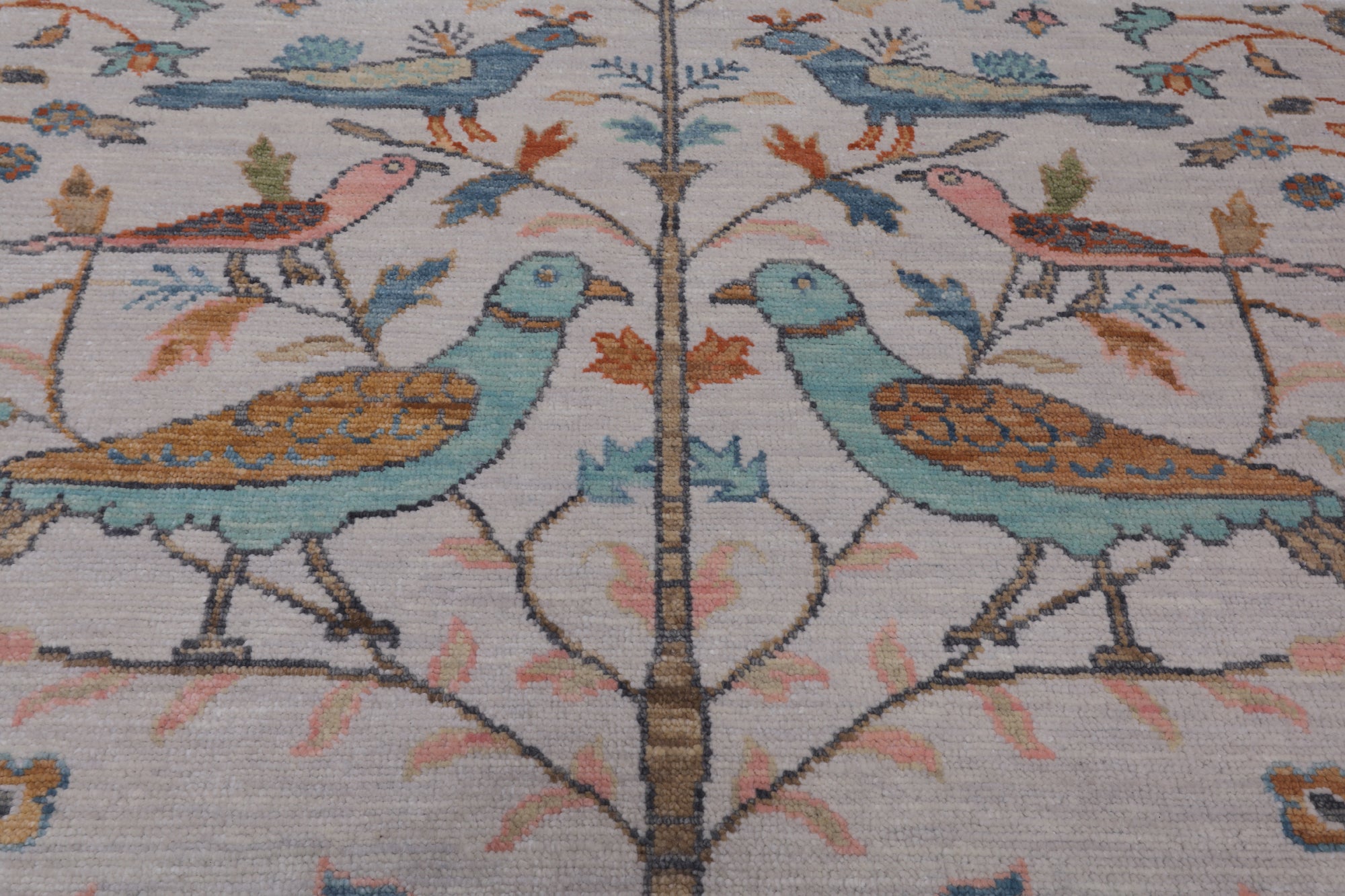 Ivory Tree Of Life Persian Handmade Wool Rug - 9' 3" X 11' 10"
