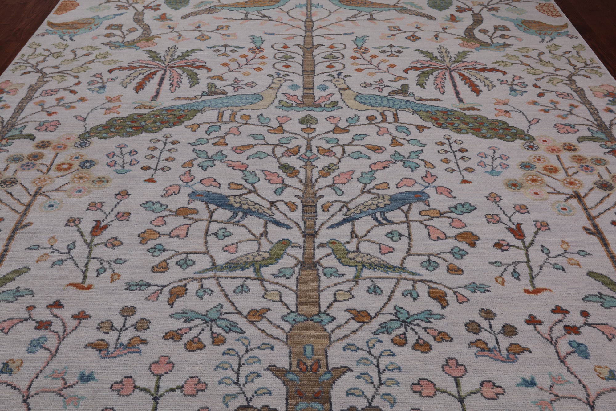 Ivory Tree Of Life Persian Handmade Wool Rug - 9' 3" X 11' 10"