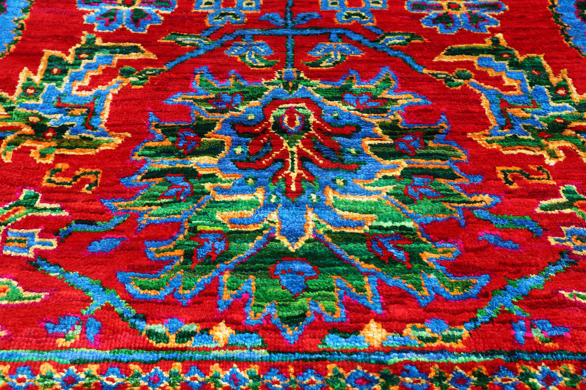 Red Persian Heriz Serapi Hand Knotted Silk Rug - 8' 0" X 9' 10"