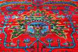 Red Persian Heriz Serapi Hand Knotted Silk Rug - 8' 0" X 9' 10"