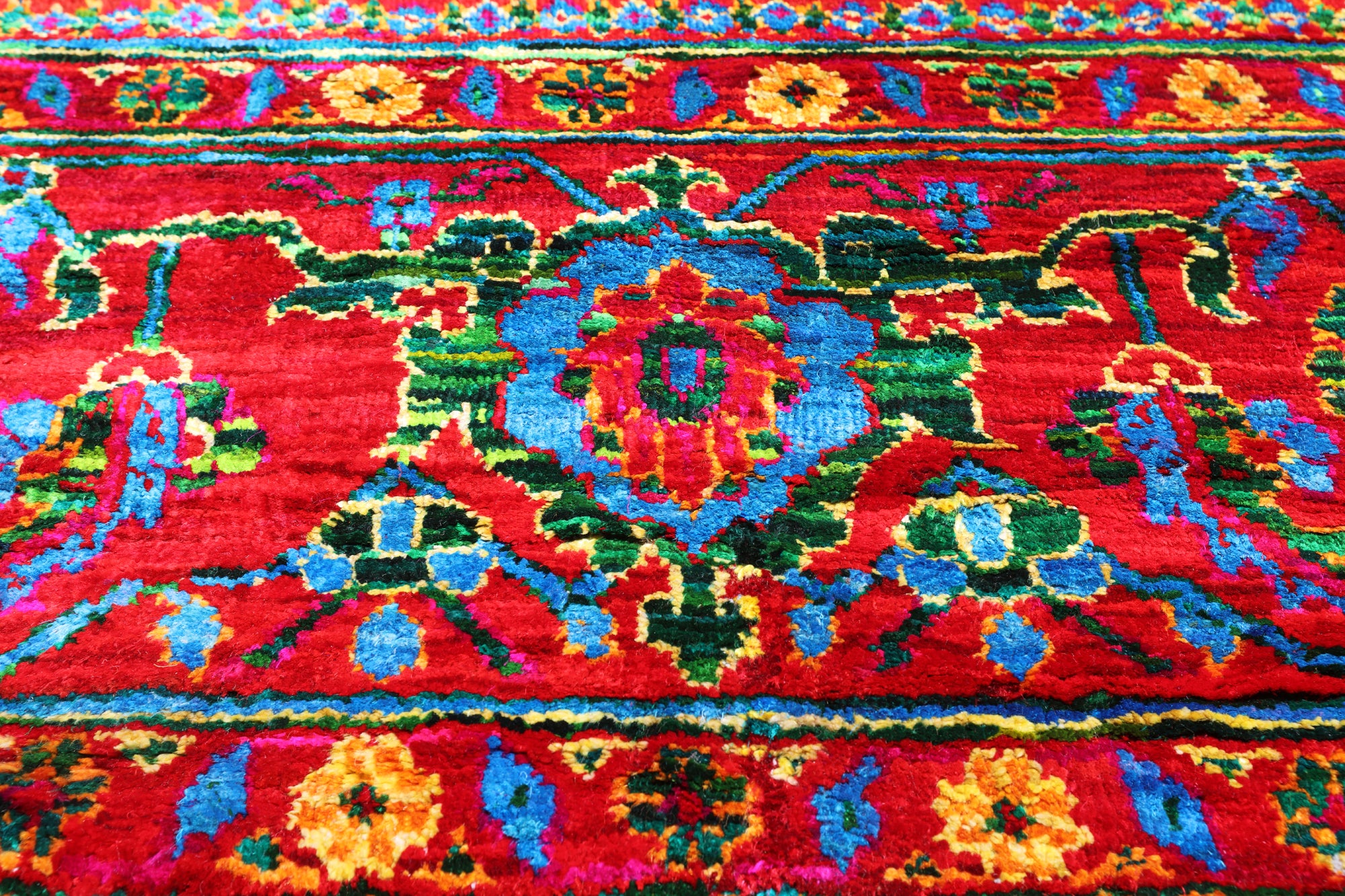 Red Persian Heriz Serapi Hand Knotted Silk Rug - 8' 0" X 9' 10"