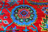 Red Persian Heriz Serapi Hand Knotted Silk Rug - 8' 0" X 9' 10"