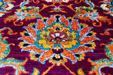 Purple Persian Tabriz Handmade 100% Silk Rug - 7' 8" X 9' 8"