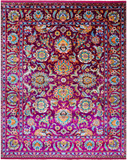 Purple Persian Tabriz Handmade 100% Silk Rug - 7' 8" X 9' 8"