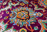 Purple Persian Tabriz Handmade 100% Silk Rug - 7' 8" X 9' 8"
