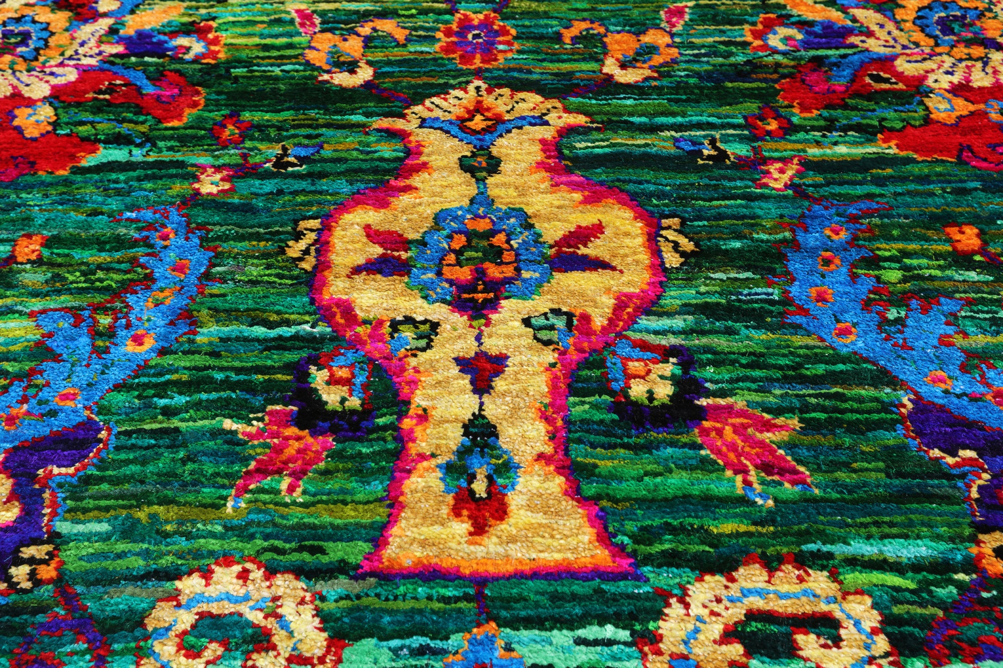 Green Persian Tabriz Handmade 100% Silk Rug - 7' 10" X 10' 6"