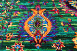Green Persian Tabriz Handmade 100% Silk Rug - 7' 10" X 10' 6"