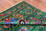 Green Persian Tabriz Handmade 100% Silk Rug - 7' 10" X 10' 6"